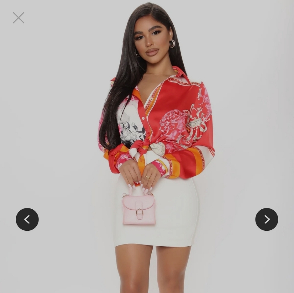 Fashion Nova Night After Work Satin Shirt - Picture 3 of 4